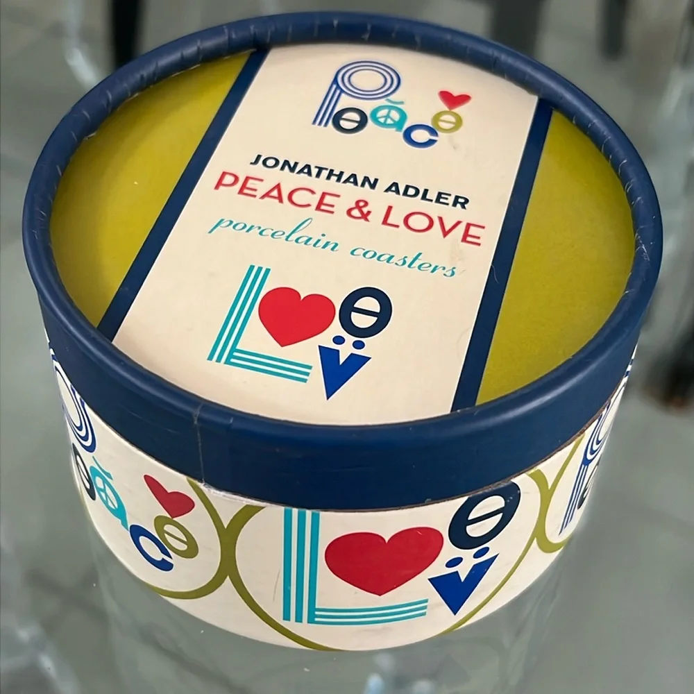 NEW Jonathan Adler Retired Peace & Love Coasters